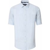 Casa Moda Mens Big Size Linen Mix Stripe Short Sleeve Shirt