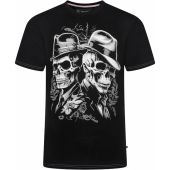 Kam Mens Big Size Skull Twins Print Crew Neck T Shirt
