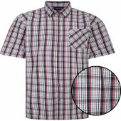 Espionage Mens Big Size Short Sleeve Check Shirt With Button Down Collar And Chest Pocket