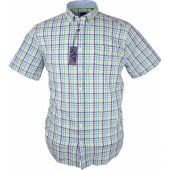 J T Ascott Mens Big Size Casual Check Button Down Collar Short Sleeve Shirt