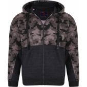 Kam Mens Big Size Camouflage Panel Zip Front Hoodie