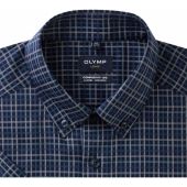 Olymp Mens Big Size Comfort Fit Check Button Down Collar Casual Short Sleeve Shirt