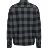Blend Mens Big Size Brush Cotton Check Button Down Collar Casual Long Sleeve Shirt