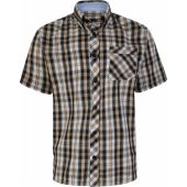 Kam Mens Big Size Casual Check Button Down Short Sleeve Shirt