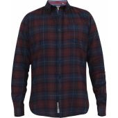 D555 Mens Big Size Check Oxford Button Down Collar Cotton Long Sleeve Casual Shirt