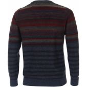 Casa Moda Mens Big Size Multi Horizontal Stripe Wool And Cashmere Sweater
