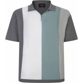 Espionage Mens Big Size Short Sleeve Striped Knitted Polo With Zip Neck And Rib Hemline