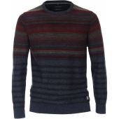 Casa Moda Mens Big Size Multi Horizontal Stripe Wool And Cashmere Sweater
