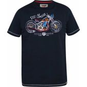 Duke Mens Big Size - Denton - Classic Motor Cycle Print Crew Neck T Shirt