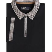 Mish Mash Mens Big Size Fashion Zip Polo With Dogtooth Contrast Collar And Cuff