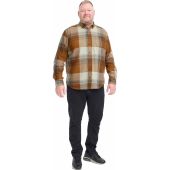 Blend Mens Big Size Brush Cotton Check Button Down Collar Casual Long Sleeve Shirt