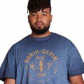 North 56 Mens Big Size Surf Print Cool Dyed Crew Neck T Shirt