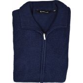 Kings Road Mens Big Size Herringbone Pattern Full Zip Cotton Cardigan