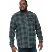 D555 Long Sleeve Check Overshirt With Two Patch Pockets With Flaps and Button Down Collar