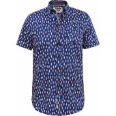 Duke Mens Big Size D555 Surf Board Print Button Down Collar Short Sleeve Shirt With Pocket