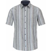 Casa Moda Mens Big Size Linen Blend Casual Short Sleeve Stripe Shirt