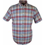 Kings Road Mens Big Size Check Casual Cotton Short Sleeve Shirt