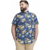 Blend Mens Big Size Flower Print Casual Short Sleeve Shirt