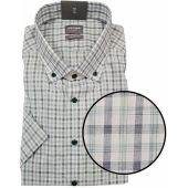 Olymp Mens Big Size Comfort Fit Egyptian Cotton Check Button Down Collar Short Sleeve Shirt With Breast Pocket