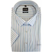 Olymp Mens Big Size Bengal Stripe Comfort Fit Casual Short Sleeve Shirt