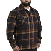 D555 Mens Big Size Brush Cotton Check Overshirt