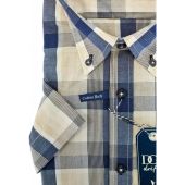 Douglas And Grahame Mens Big Size Stretch Button Down Collar Check Casual Short Sleeve Shirt