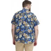 Blend Mens Big Size Flower Print Casual Short Sleeve Shirt