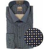 Olymp Mens Big Size Comfort Fit Egyptian Cotton Micro Square Pattern Long Seeve Formal Shirt