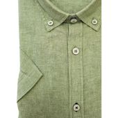 Kings Road Mens Big Size Plain Linen Mix Button Down Collar Casual Short Sleeve Shirt
