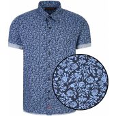 Lizard King Mens Big Size Flower Print Cotton Casual Short Sleeve Shirt