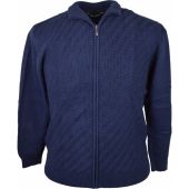 Kings Road Mens Big Size Herringbone Pattern Full Zip Cotton Cardigan
