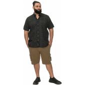 D555 Mens Big Size Short Sleeve Ao Print Shirt With Hidden Button Down Collar & Pocket