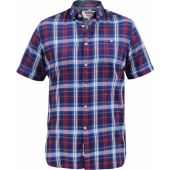 Duke Mens Big Size Woven Check Button Down Collar Casual Short Sleeve Shirt With Breast Pocket