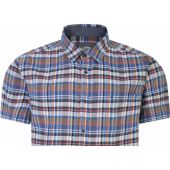 Peter Gribby Mens Big Size Linen Mix Check Casual Short Sleeve Shirt