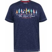 D555 Mens Big Size Fishing Hook Print Crew Neck  T Shirt