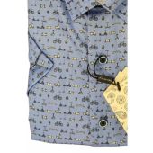 Dario Beltran Mens Big Size Extra Soft Cotton Bike Print Casual Short Sleeve Shirt