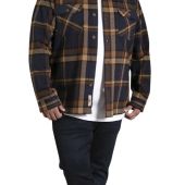 D555 Mens Big Size Brush Cotton Check Overshirt