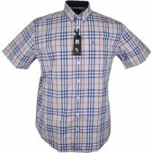 Kings Road Mens Big Size Check Button Down Collar Cotton Casual Short Sleeve Shirt