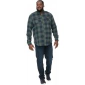D555 Long Sleeve Check Overshirt With Two Patch Pockets With Flaps and Button Down Collar