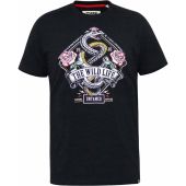 D555 Mens Big Size Snake And Roses Print T Shirt