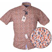 Hatico Mens Big Size Geometric Pattern Print Casual Short Sleeve Shirt