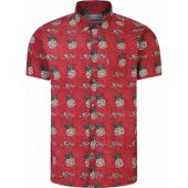 Peter Gribby Mens Big Size Pineapple Print Casual Short Sleeve Cotton Shirt