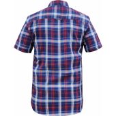 Duke Mens Big Size Woven Check Button Down Collar Casual Short Sleeve Shirt With Breast Pocket