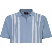 Espionage Mens Big Size Short Sleeve Striped Knitted Polo With Zip Neck And Rib Hemline