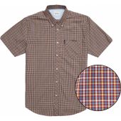 Ben Sherman Mens Big Size Mini Gingham Check Button Down Collar Cotton Short Sleeve Shirt