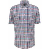 Fynch Hatton Mens Big Size Supersoft Cotton Check Button Down Collar Short Sleeve Shirt Blue