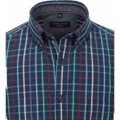Casa Moda Mens Big Size Casual Fit Seersucker Check Button Down Collar Short Sleeve Shirt