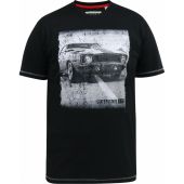 D555 Mens Big Size Car Print Cotton Crew Neck T Shirt