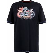 D555 Mens Big Size Skeleton Biker Print Crew Neck T Shirt