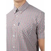 Ben Sherman Mens Big Size Two Tone House Check Button Down Collar Cotton Casual Short Sleeve Shirt